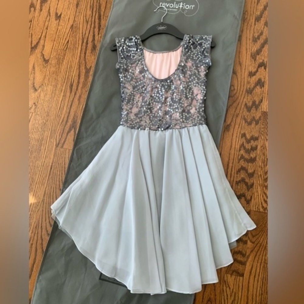 REVOLUTION Dancewear All of Me Sequin High-Low Chiffon Lyrical Contemporary Grey